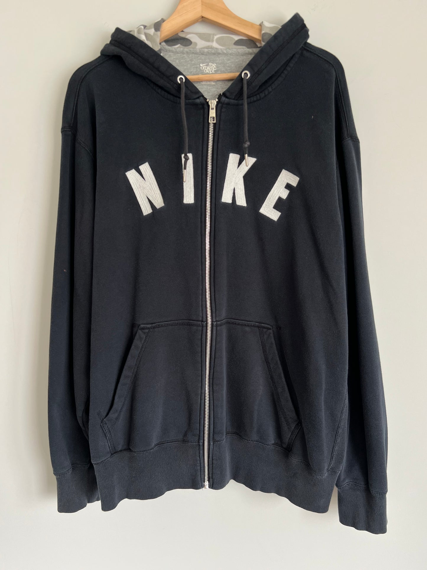 (XXL) Y2K Nike Spellout Black Zip-Up Hoodie