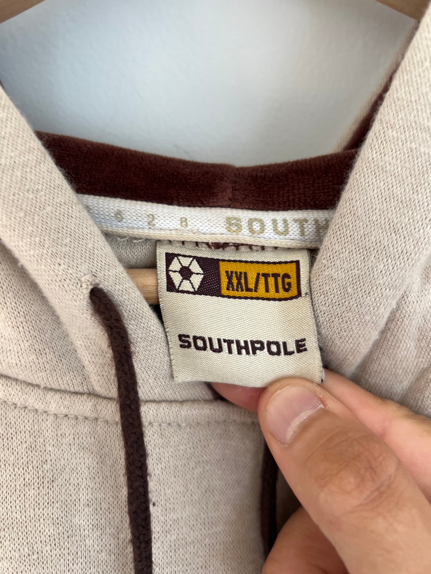 (XXL) Y2K SouthPole Cream/Brown Hoodie