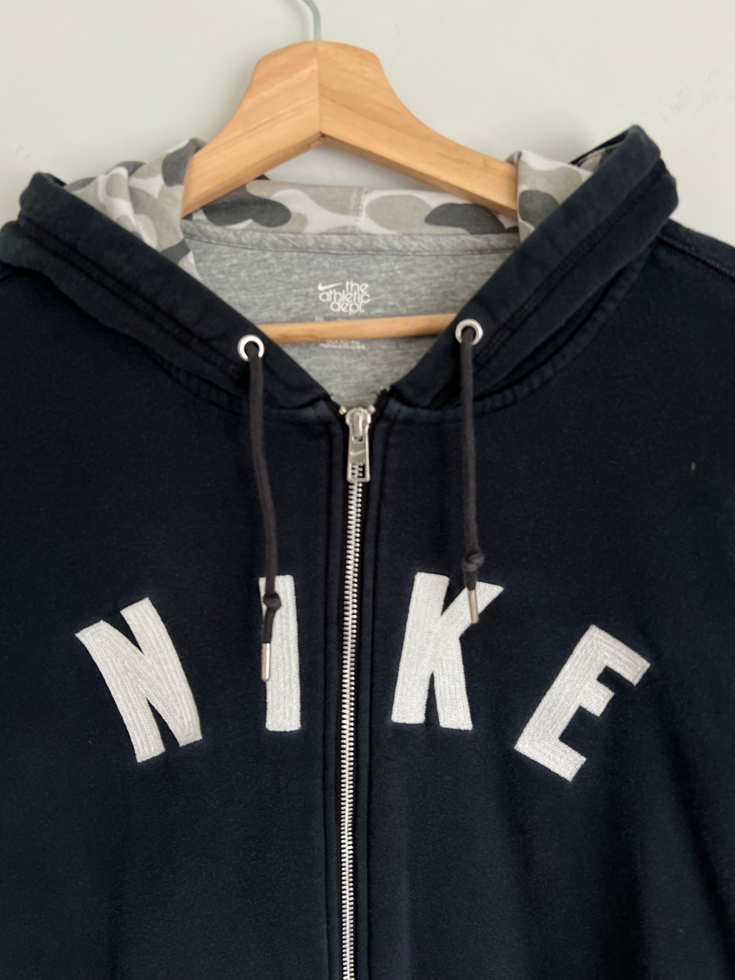 (XXL) Y2K Nike Spellout Black Zip-Up Hoodie