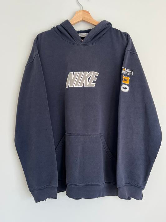 (XL) Y2K Nike Spellout Navy Hoodie