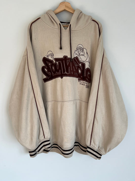 (XXL) Y2K SouthPole Cream/Brown Hoodie