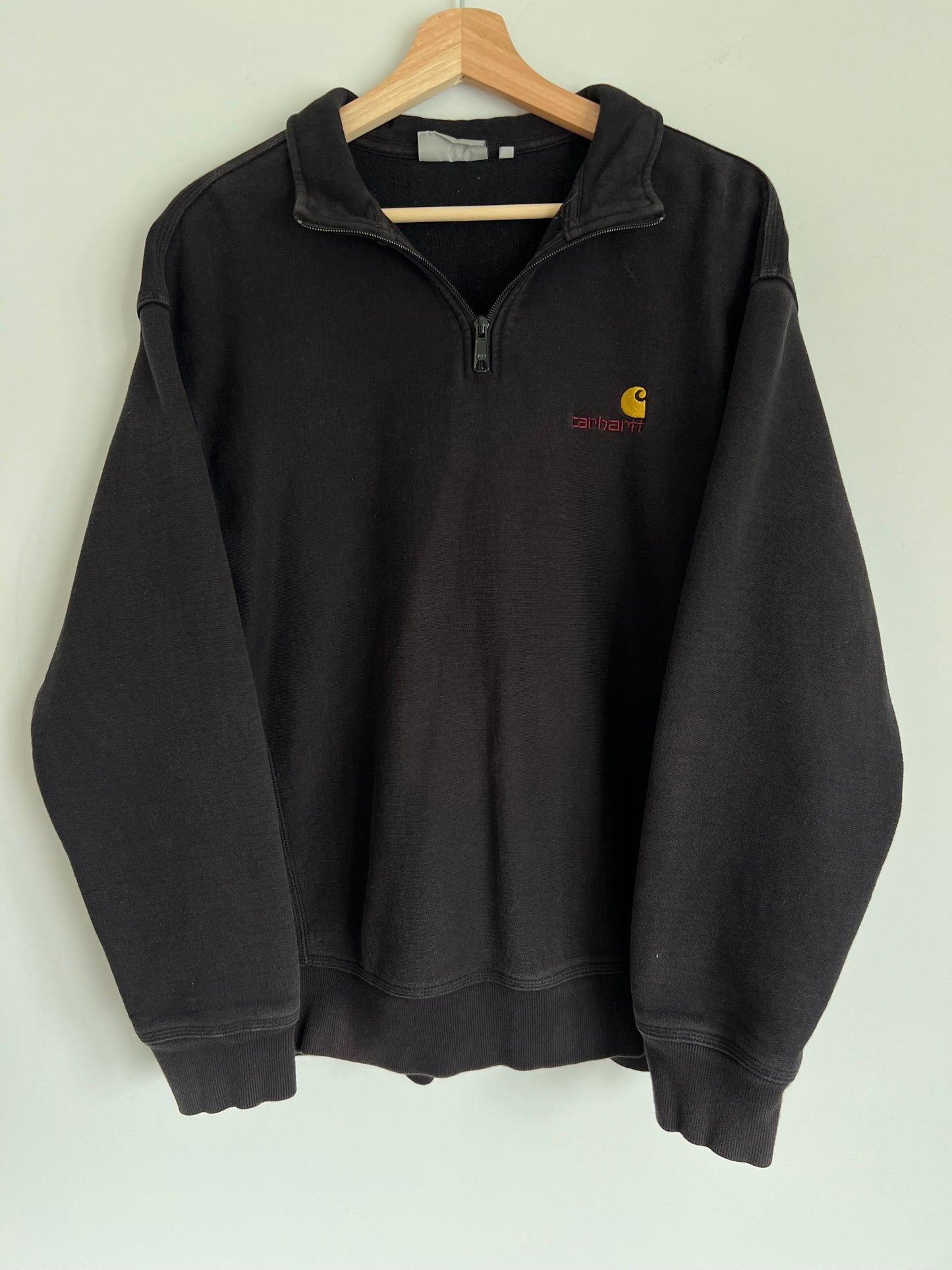 (L) Vintage Carhartt Black 1/4 Zip-Up Sweatshirt