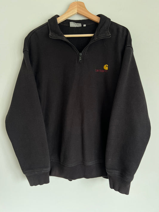 (L) Vintage Carhartt Black 1/4 Zip-Up Sweatshirt