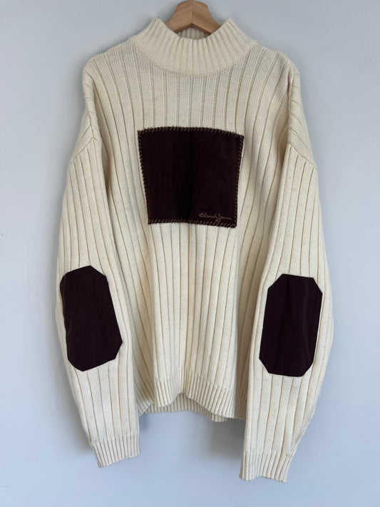 (XL) Y2K Clench Jeans Cream Knit Sweater