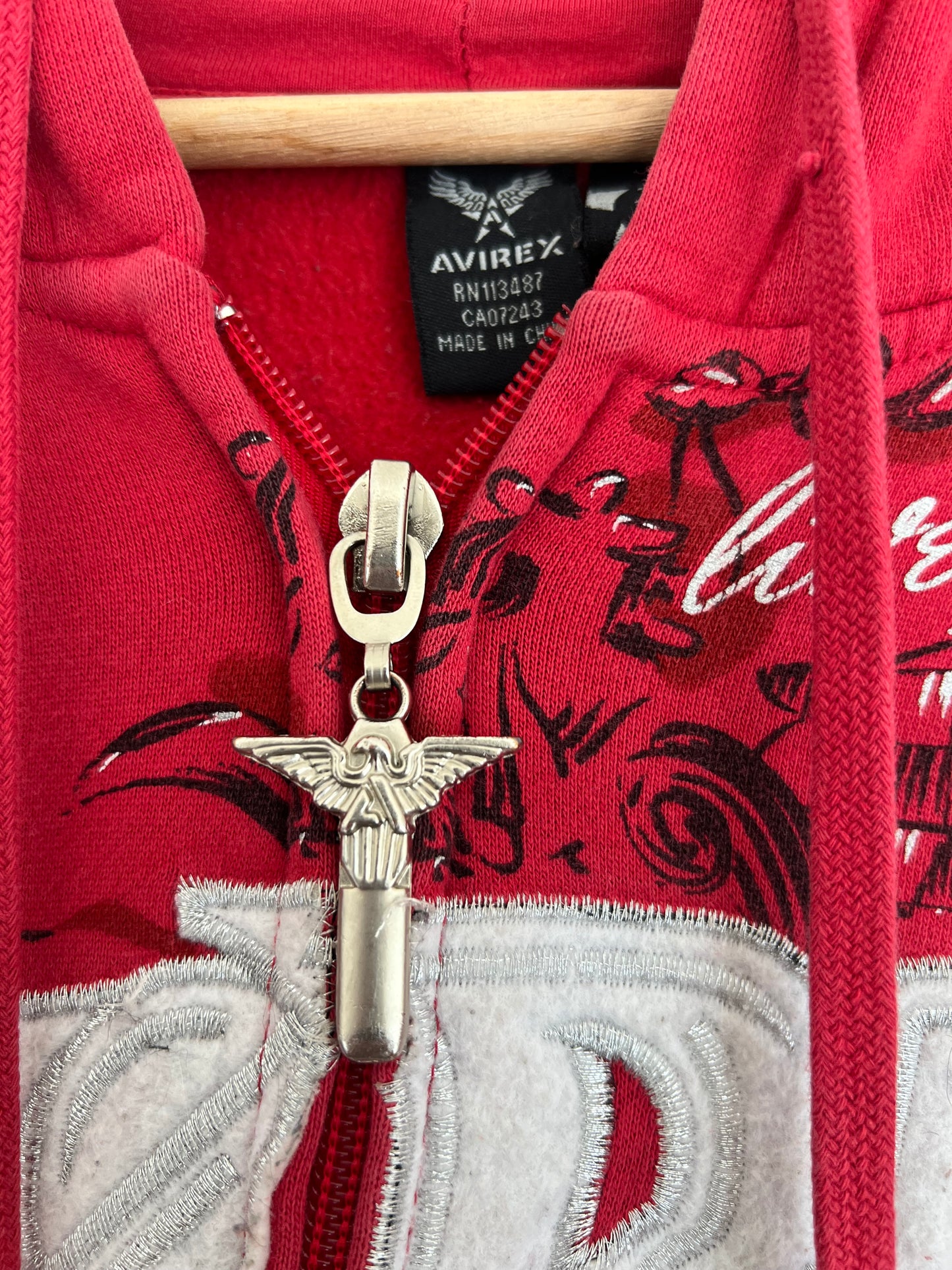 (XL) Y2K Avirex Red Zip-Up Hoodie