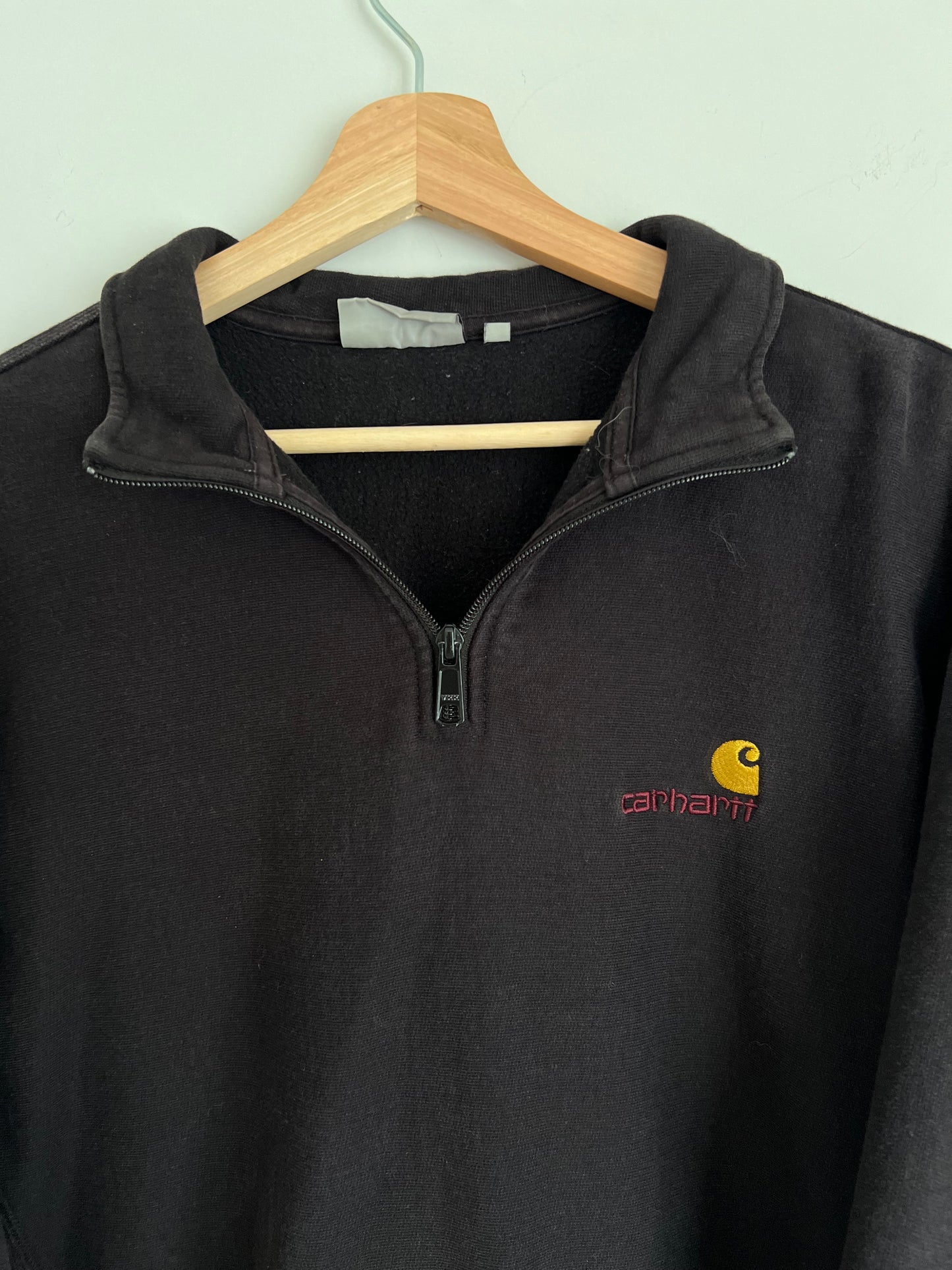 (L) Vintage Carhartt Black 1/4 Zip-Up Sweatshirt