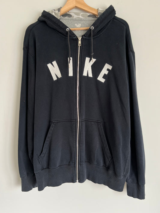 (XXL) Y2K Nike Spellout Black Zip-Up Hoodie