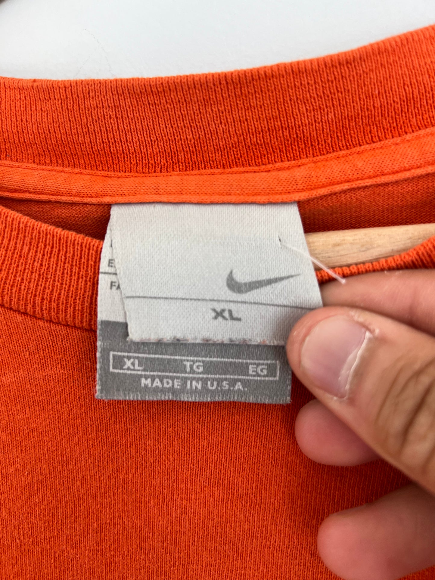 (XL) Vintage Nike Orange Spellout Longsleeve T-Shirt