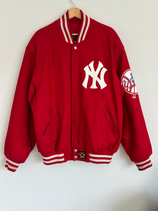 (L/XL) Vintage New York Yankees Red JH Design Jacket