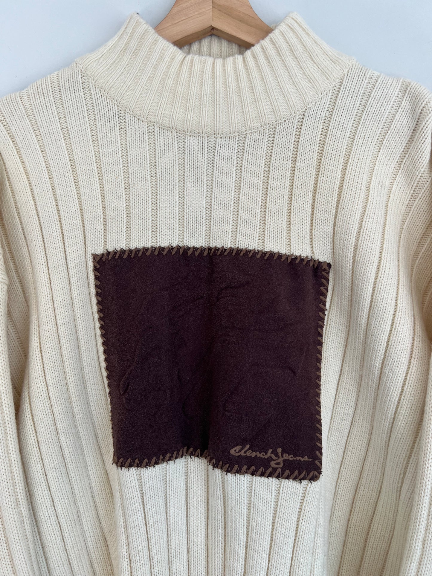 (XL) Y2K Clench Jeans Cream Knit Sweater