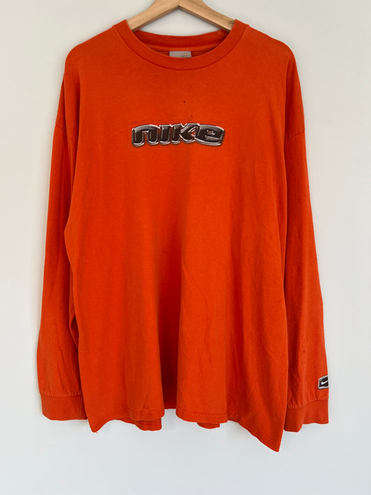 (XL) Vintage Nike Orange Spellout Longsleeve T-Shirt