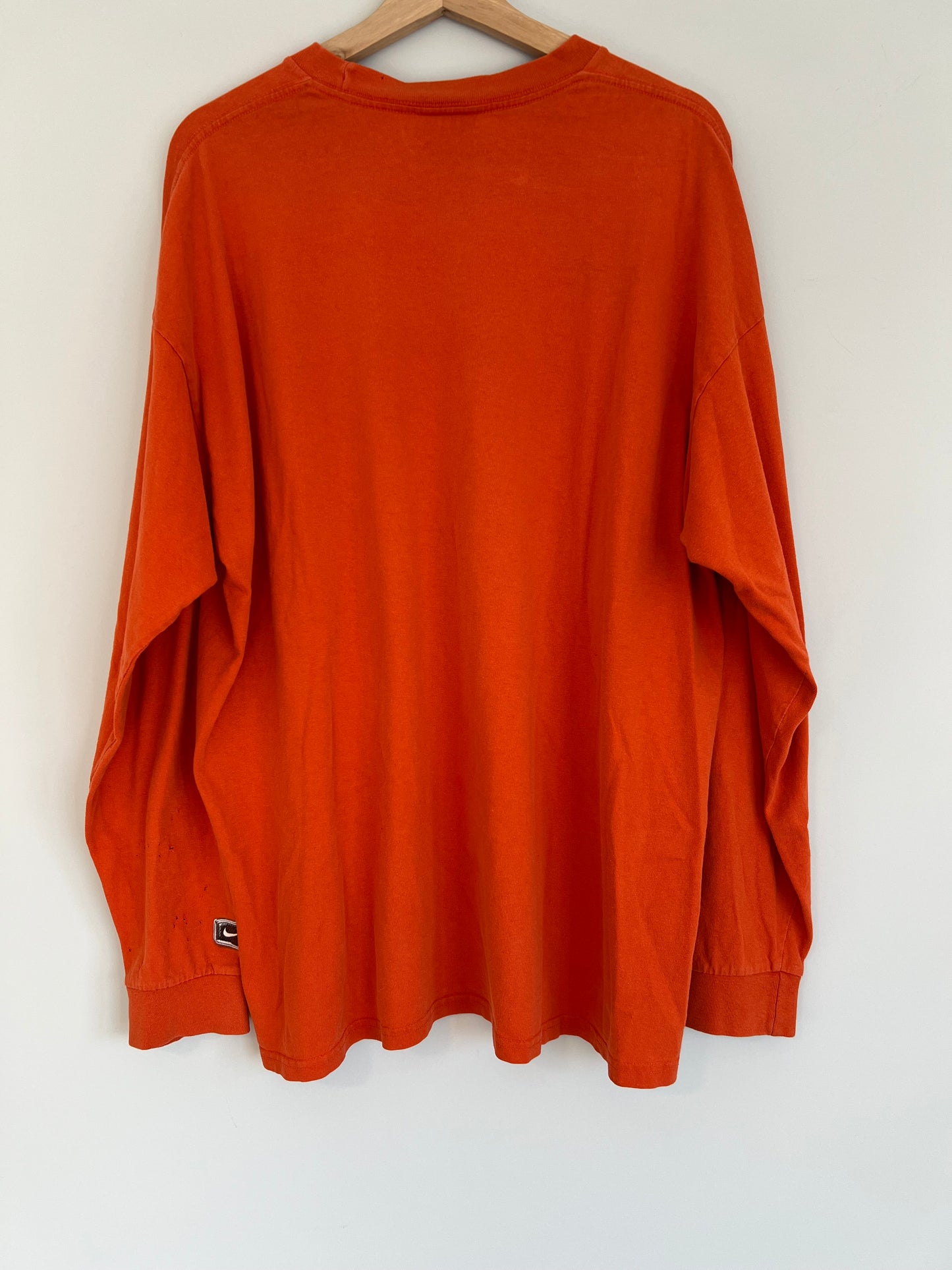 (XL) Vintage Nike Orange Spellout Longsleeve T-Shirt