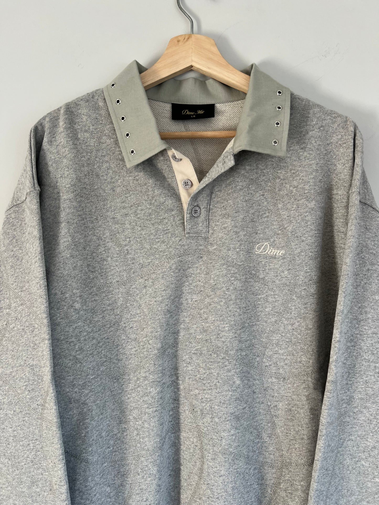 (L) Dime Grey Rugby Sweatshirt